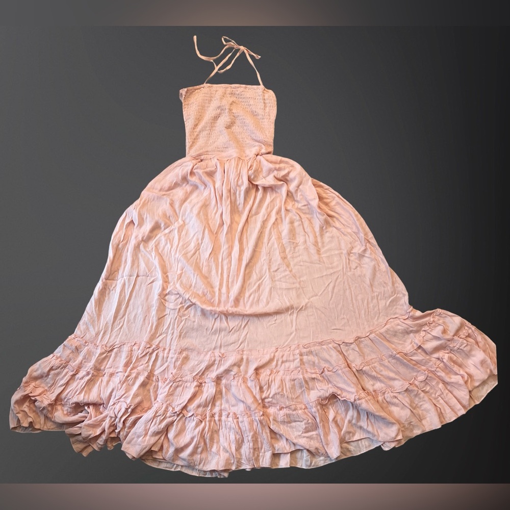Sleeveless Halter Smocked Maxi Dress - Pink - Picture 4 of 6